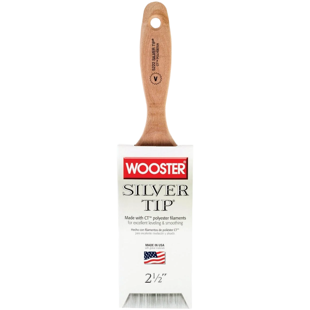 Traditional Wooster Silver Tip Flat Sash Varnish Paint Brush 2-1 2 in. Smooth