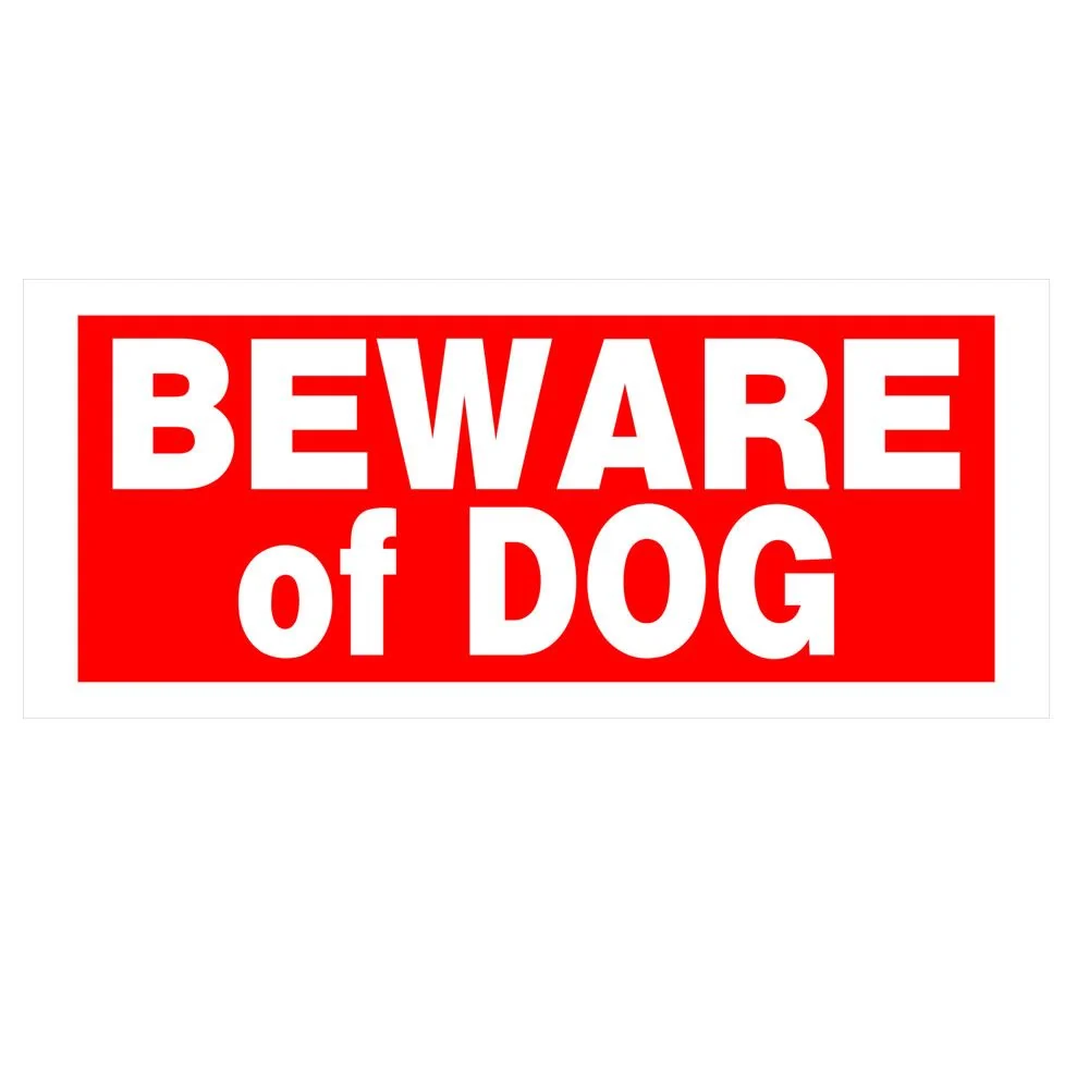 Modern Hillman Red White Plastic Beware Of Dog Sign 6 in. x 14 in. Flexible