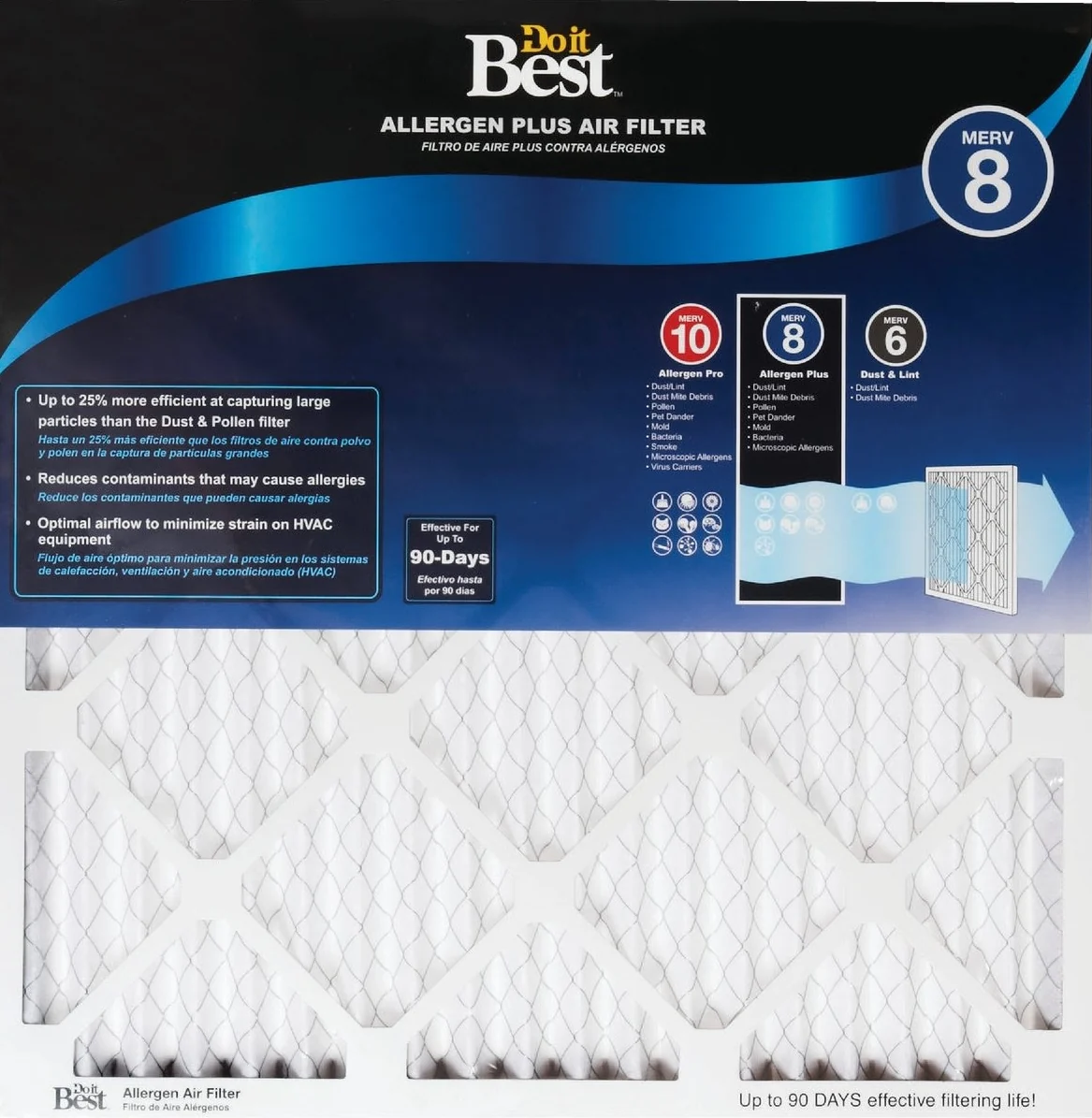 Long-Lasting Do it Efficiency Rated Allergen Plus Furnace Filter 16 x 25 x 1 in. Fine Crafted