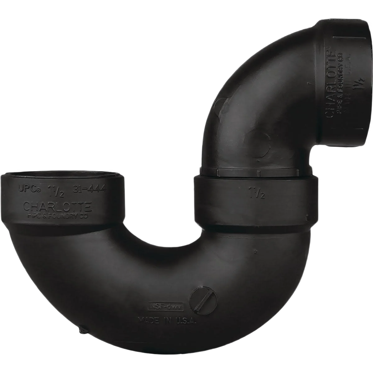 High-Grade Charlotte Pipe 3 In. Black ABS P-Trap Recyclable