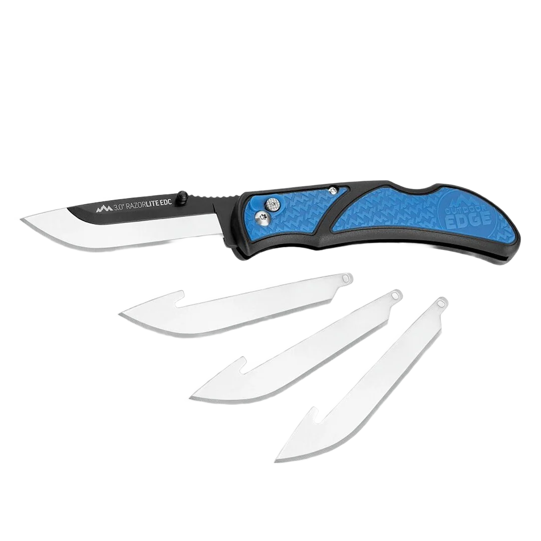Proven Outdoor Edge Razor-Lite Replaceable Blade 3 In. Folding Knife Blue Innovative