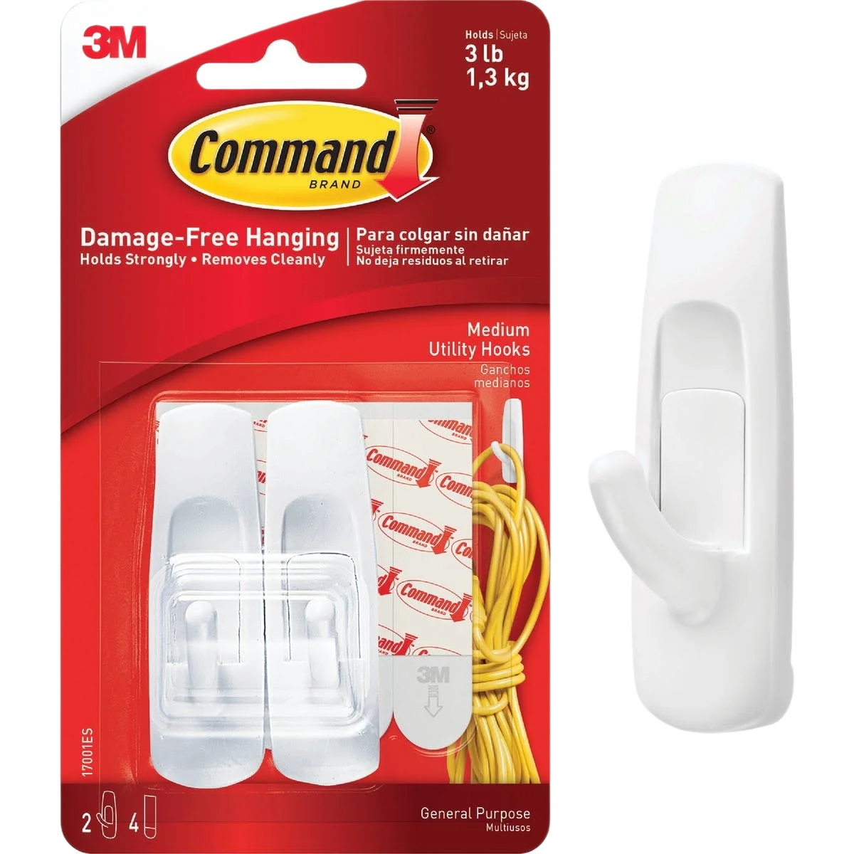 Proven 3M Command Medium Utility Adhesive Hook 2-Pack Reliable