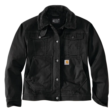 Breathable Carhartt Women’s XS Black Rugged Flex® Loose Fit Canvas Sherpa-Lined Jacket Original