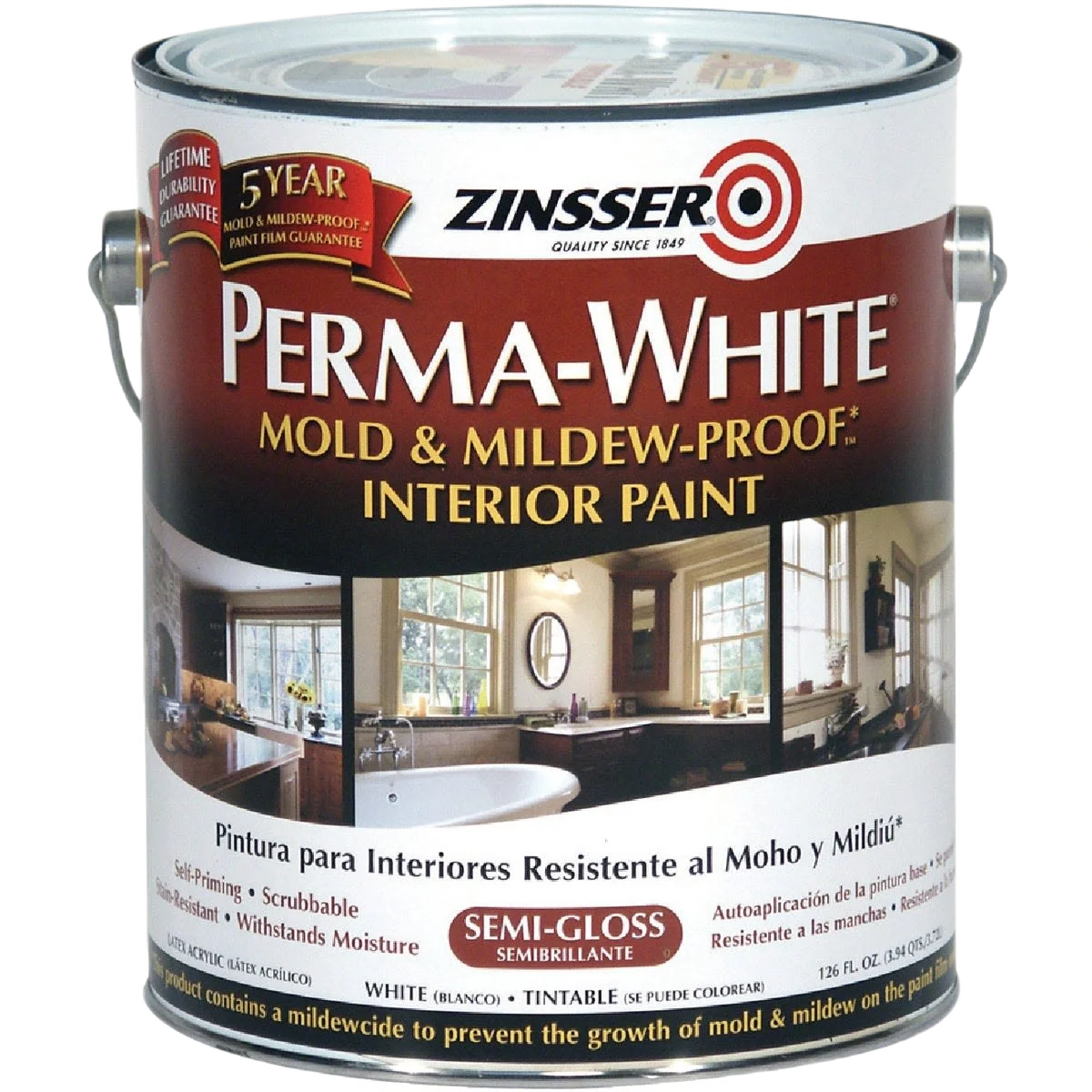 World-Class Zinsser Perma-White Tintable Semi-Gloss Interior Paint 1 Gallon High-End