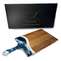 Smart Lynn Liana Large Navy White Metallic Acacia Cheese Board Contemporary