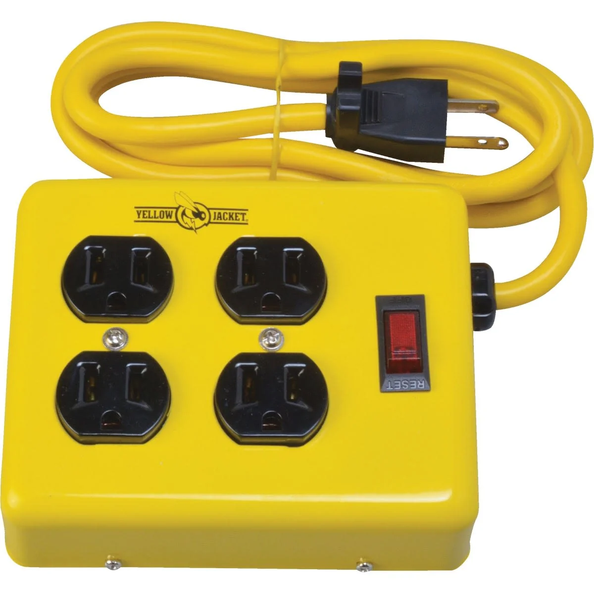 Dependable Yellow Jacket 4-Outlet Metal Power Strip High-Performance