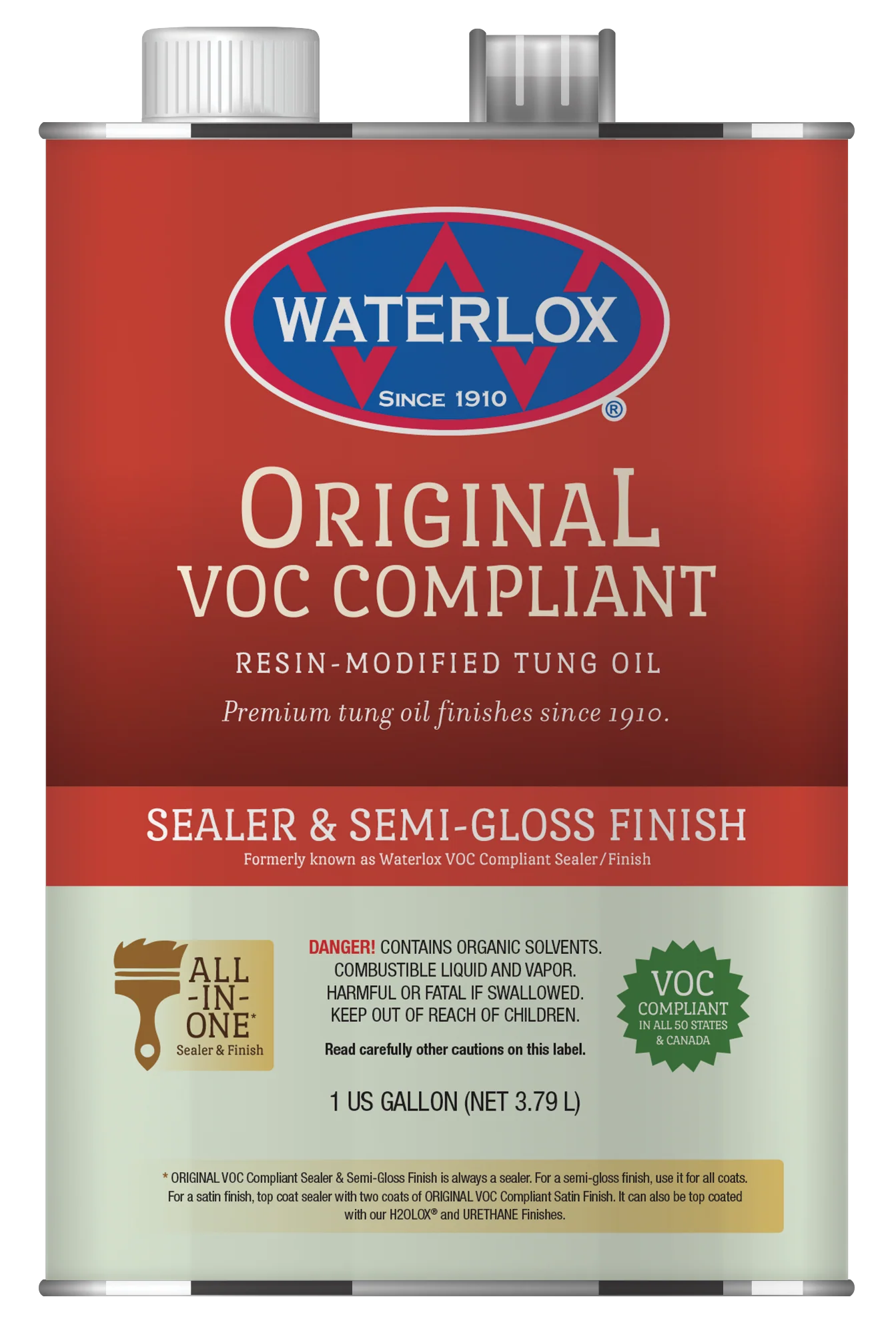 Functional Waterlox VOC Compliant Sealer Semi-Gloss Wood Finish 1 Gallon Innovative