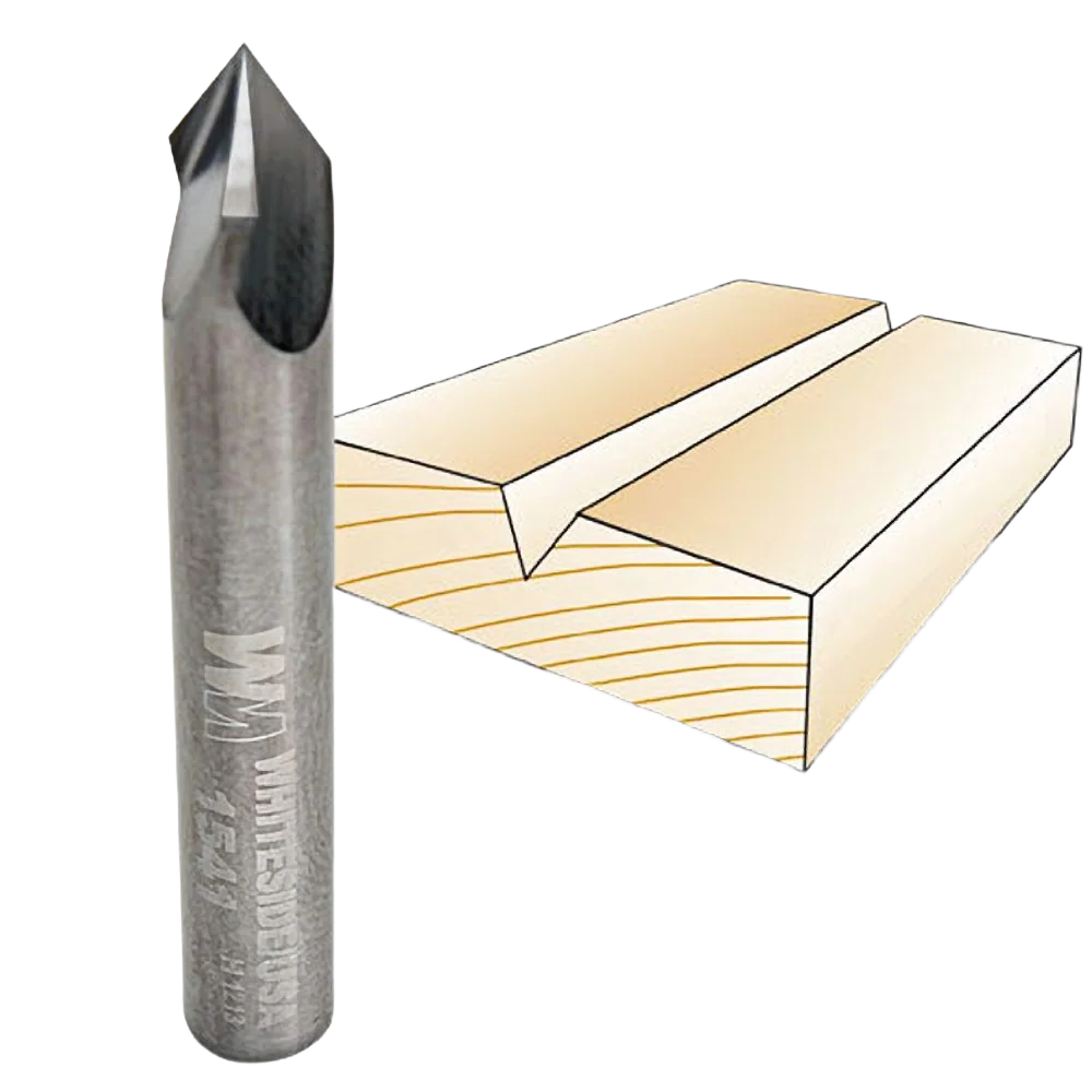 Fine Crafted Whiteside 60 deg. Three Flute V-Groove Bit 1 4 in. SH x 1 4 in. CD x 7 32 in. PL Reusable