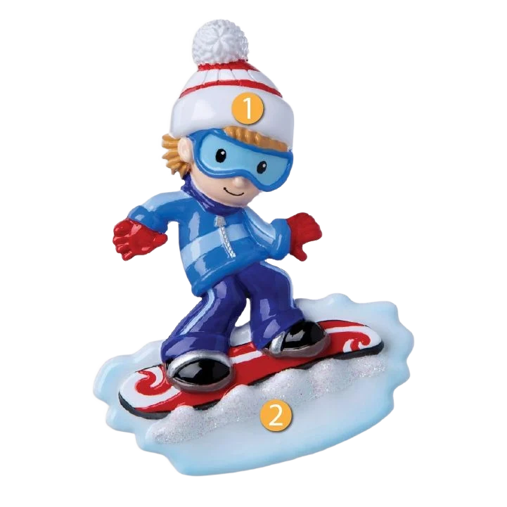Detailed PolarX Personalized Boy Snowboarder Ornament Organic