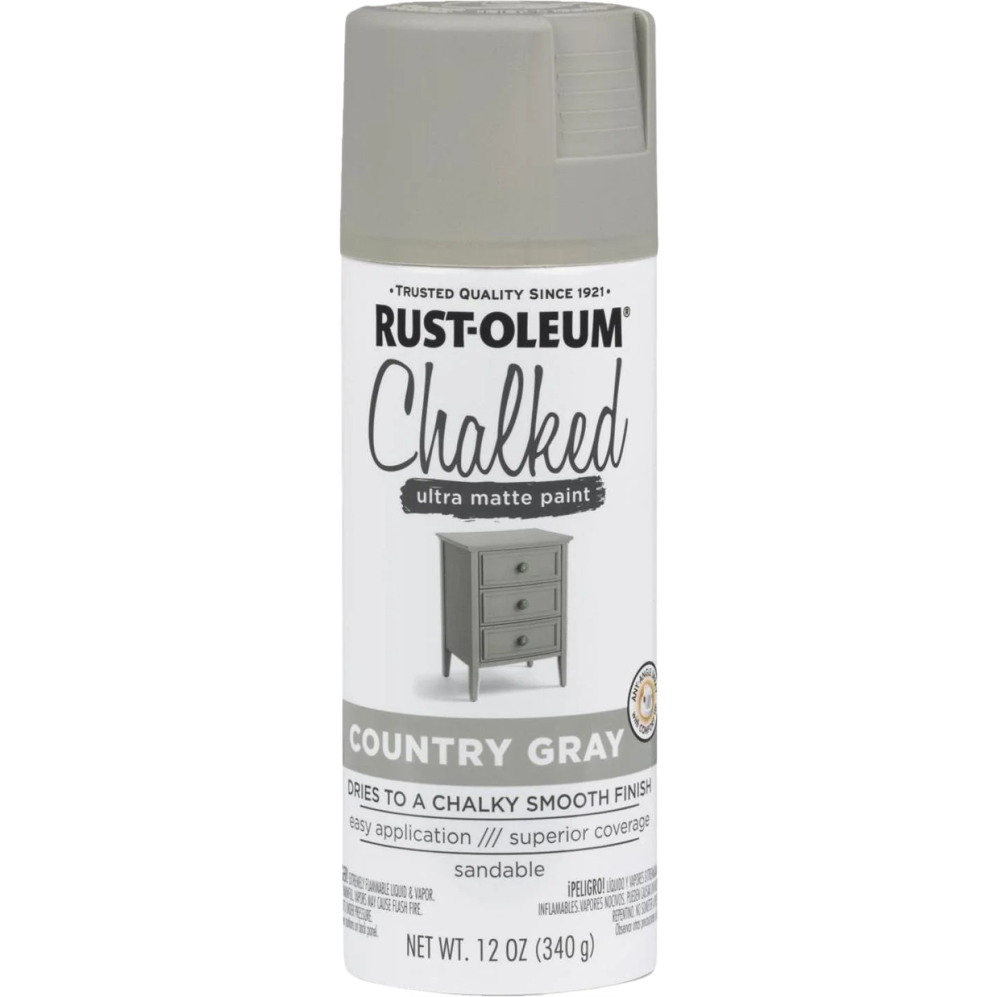Easy-to-Use Rust-Oleum Chalked Country Gray Spray Paint 12 oz. Smart