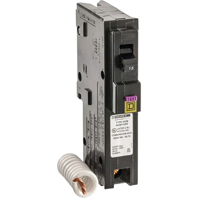 Classic Square D Homeline 15A Single-Pole CAFCI Dual Function Circuit Breaker Exclusive