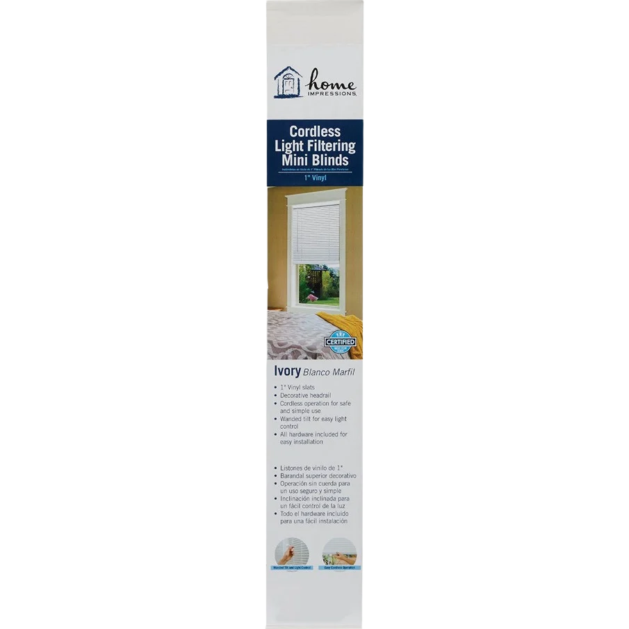 Versatile Home Impressions Ivory Vinyl Cordless Mini Blind 39 x 64 x 1 Consistent