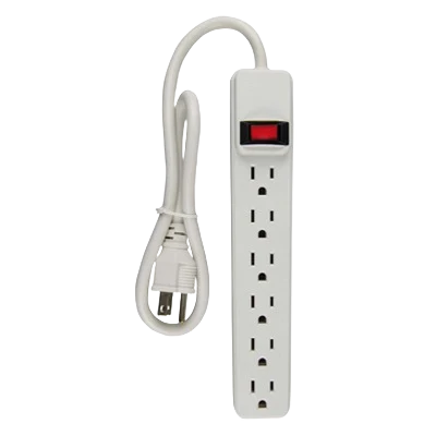Breathable Master Electrician White 6-Outlet Power Strip Certified