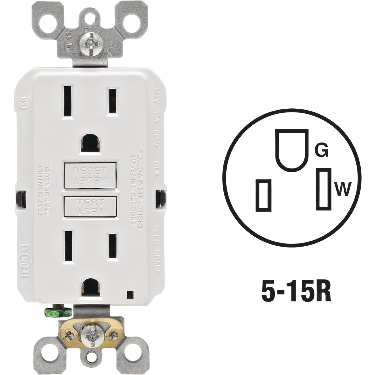 Organic Leviton SmartlockPro Self-Test White Residential Grade GFCI Outlet 3-Pack Minimalist