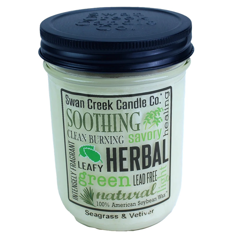 Flexible Swan Creek 12oz Seagrass and Vetiver Jar Candle Powerful