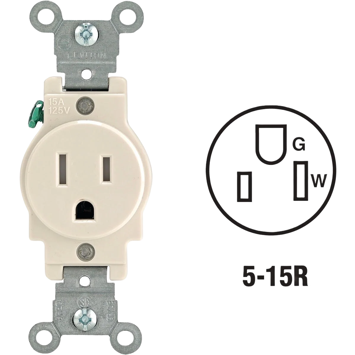 Genuine Leviton 15 Amp Light Almond Commercial Grade Tamper Resistant Single Outlet World-Class