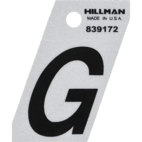 Outstanding Hillman 1-1 2 in. Black Silver Reflective Mylar Angle Cut Sticker Letter G Original Design