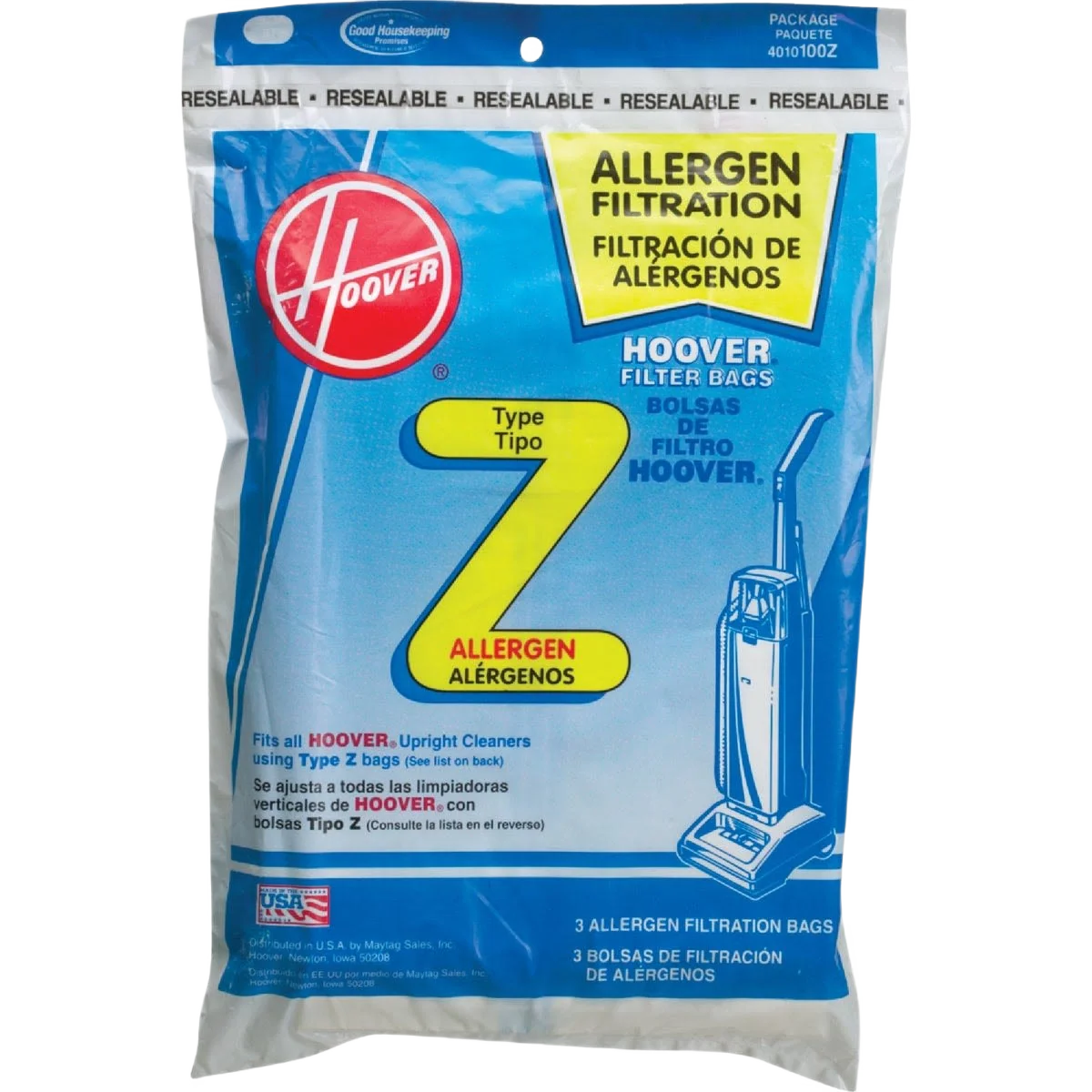 Fast Hoover Type Z Allergen Filtration Vacuum Bag 3-Pack Elite