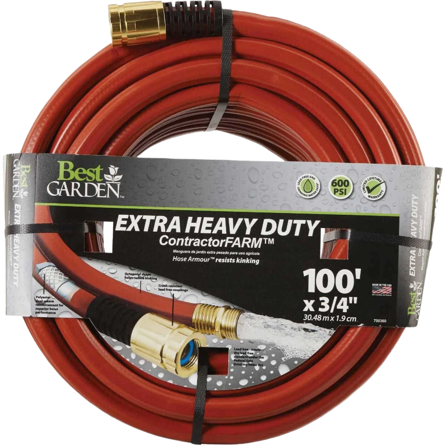 Recyclable Garden Contractor Hose 100 ft. Secure
