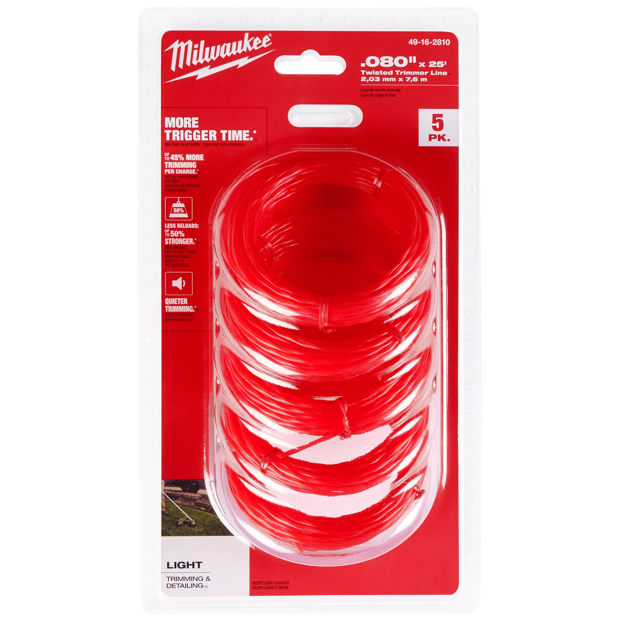 Smart Milwaukee .080 x 25 5 PK Pre-Cut Twisted Trimmer Line Official