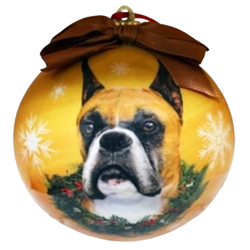High-Quality E S Pets Cropped Boxer Christmas Ball Ornament Classic