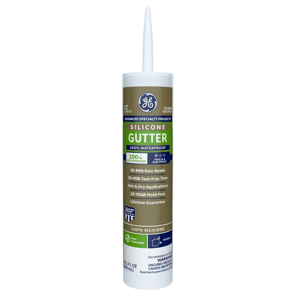 Breathable GE Clear Gutter Silicone 2 Sealant 10.1 oz. Elegant