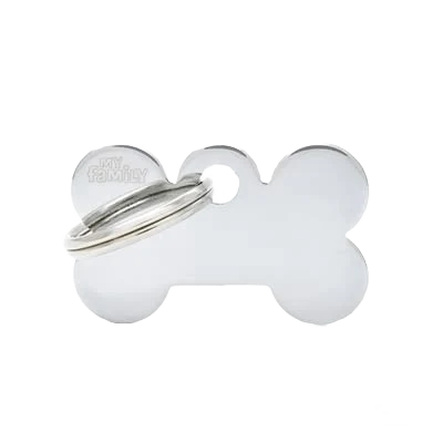 High-Performance MyFamily Small Chrome Brass Bone ID Tag Original