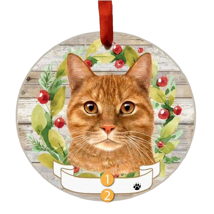 Selected E S Pets Personalized Orange Tabby Face Wreath Ornament Practical