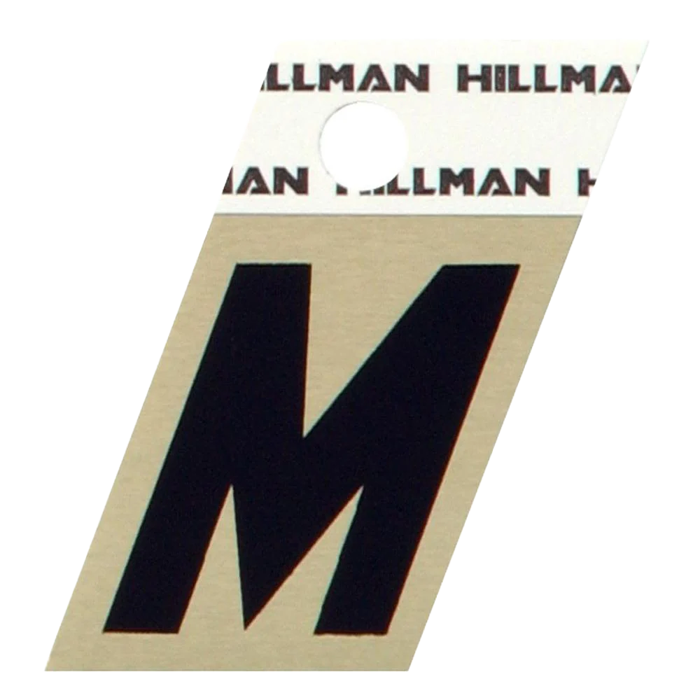Flexible Hillman 1-1 2 in. Black Gold Aluminum Angle Cut Sticker Letter M Functional