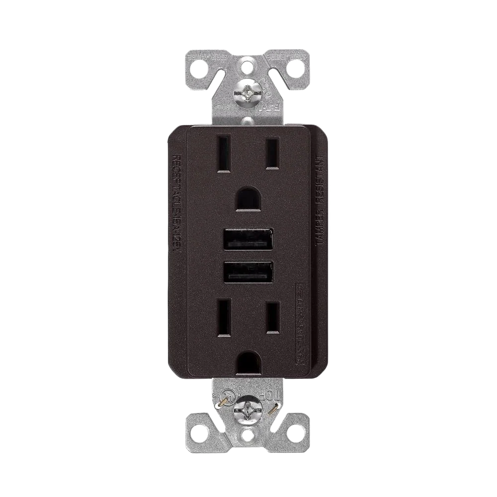 Fine Eaton 15A Combo USB Outlet Rubbed Bronze Original