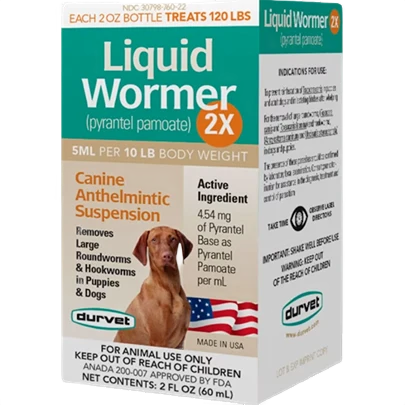 Professional Durvet Liquid Wormer 2x for Dogs Puppies 2 oz. Elegant
