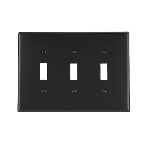 Easy-to-Use Leviton 3-Gang Black Toggle Switch Standard Wallplate Breathable