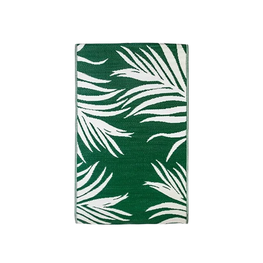 Flexible Evergreen 3′ x 5′ Green Palms Weather-Resistant Rug Unique
