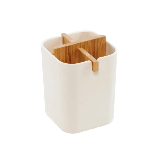 Premium Material Moda Stowe White Bamboo Brush Organizer Versatile