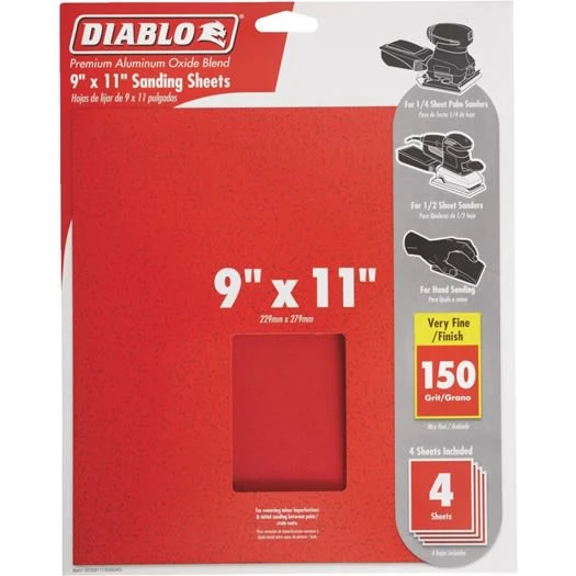 Optimized Diablo 9 x 11-In. 150-Grit Sanding Sheets 4-Pack Healthy