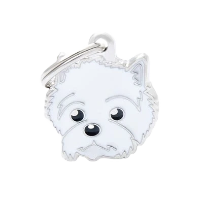 Recyclable MyFamily White West Highland Terrier ID Tag Secure