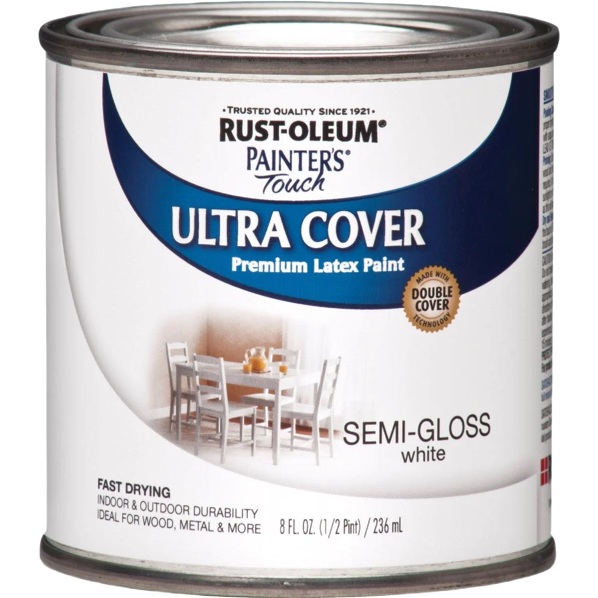 Carefully Designed Rust-Oleum Ultra Cover Multi-Purpose Semi-Gloss White Brush-On Paint 1 2 pt. Consistent