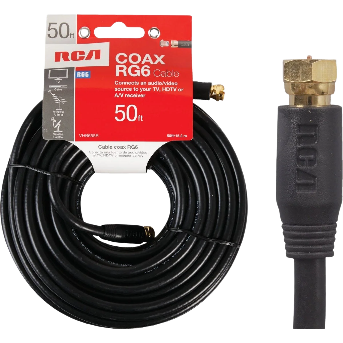 Powerful RCA 50 ft. Black Digital RG6 Coaxial Cable Proven