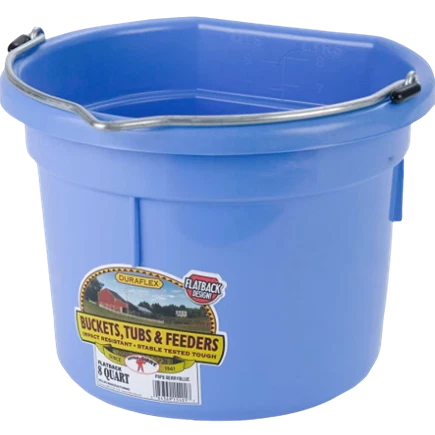 Safe Little Giant Blue Duraflex Plastic Flat Back Bucket 8 qt. Stylish