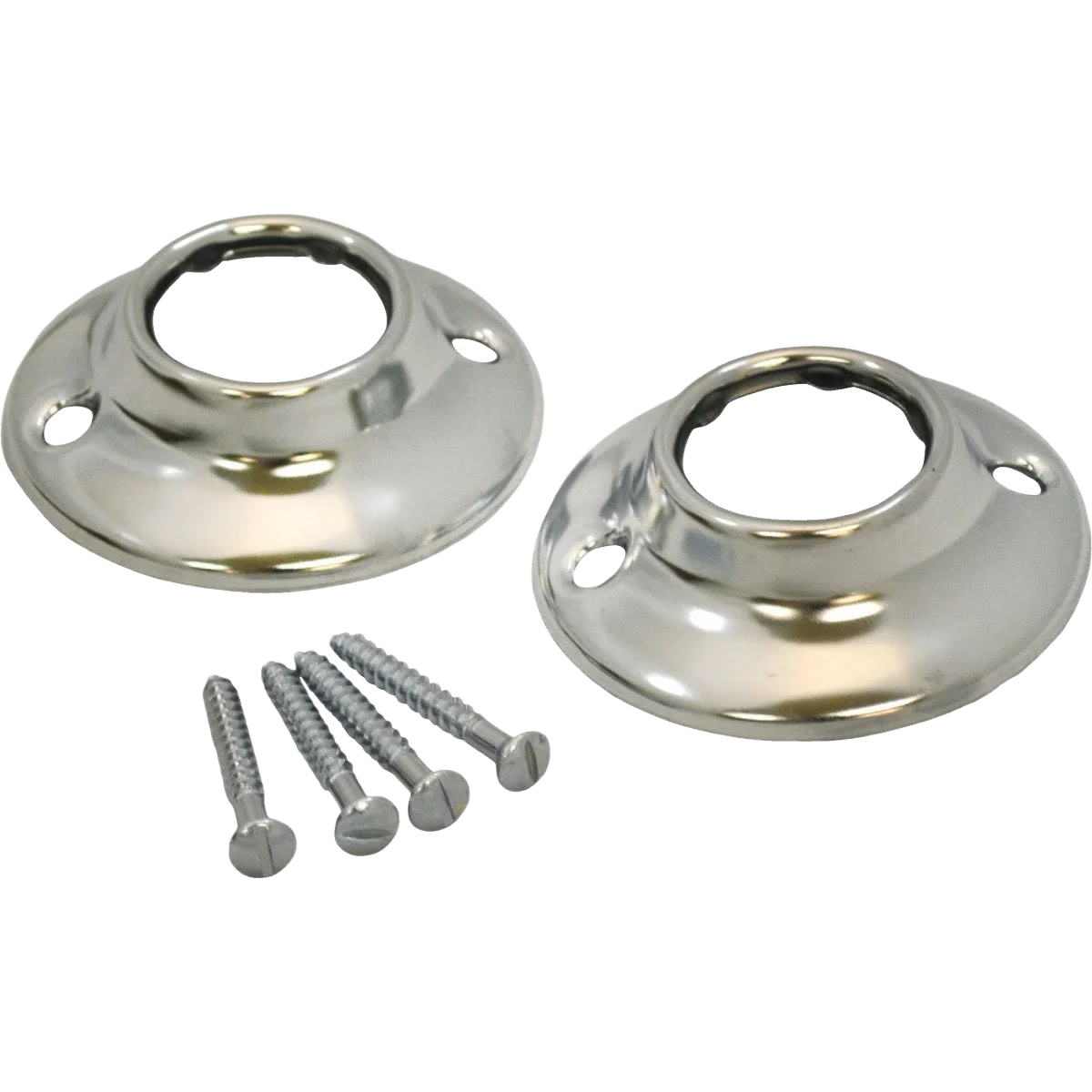 Functional Jones Stephens Chrome Shower Rod Flange 2-Count Lightweight