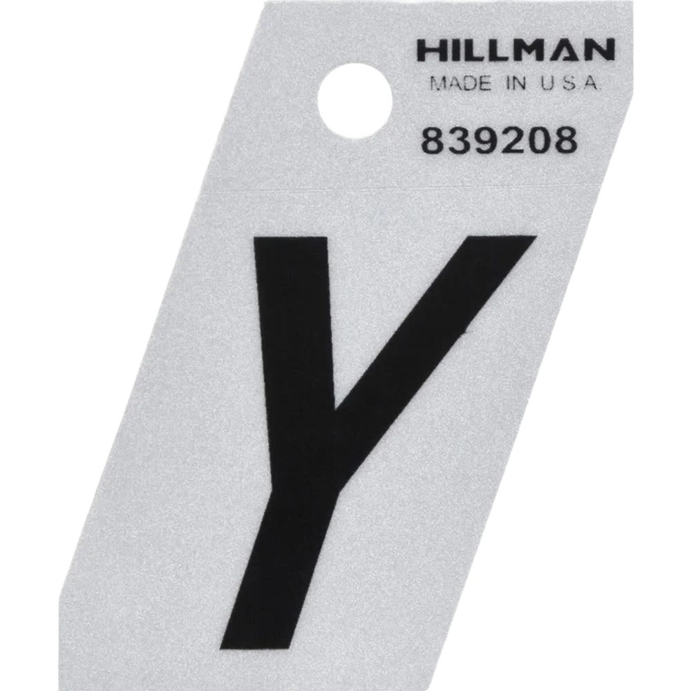 High-End Hillman 1-1 2 in. Black Silver Reflective Mylar Angle Cut Sticker Letter Y Detailed