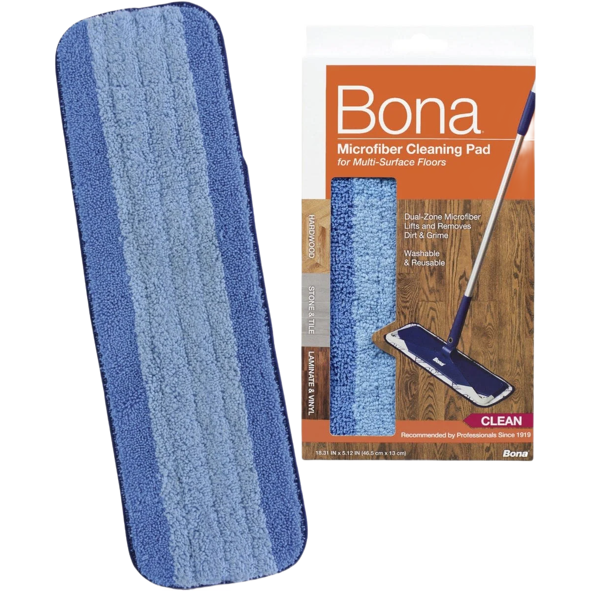 Casual Bona Microfiber Cleaning Pad Mop Refill 4 in. x 15 in. Easy-to-Use