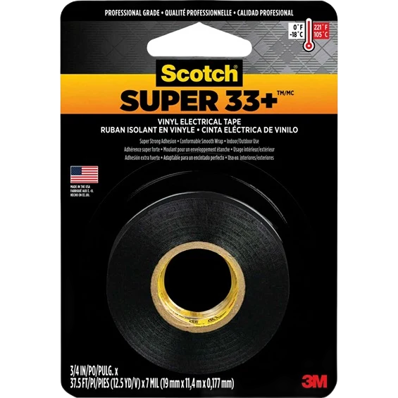 Soft 3M Scotch Super33 General Application Electrical Tape 3 4 in x 450 in. Natural