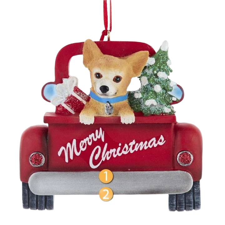 Easy-to-Use Kurt S. Adler Personalized Merry Christmas Chihuahua In Red Truck Ornament Luxury