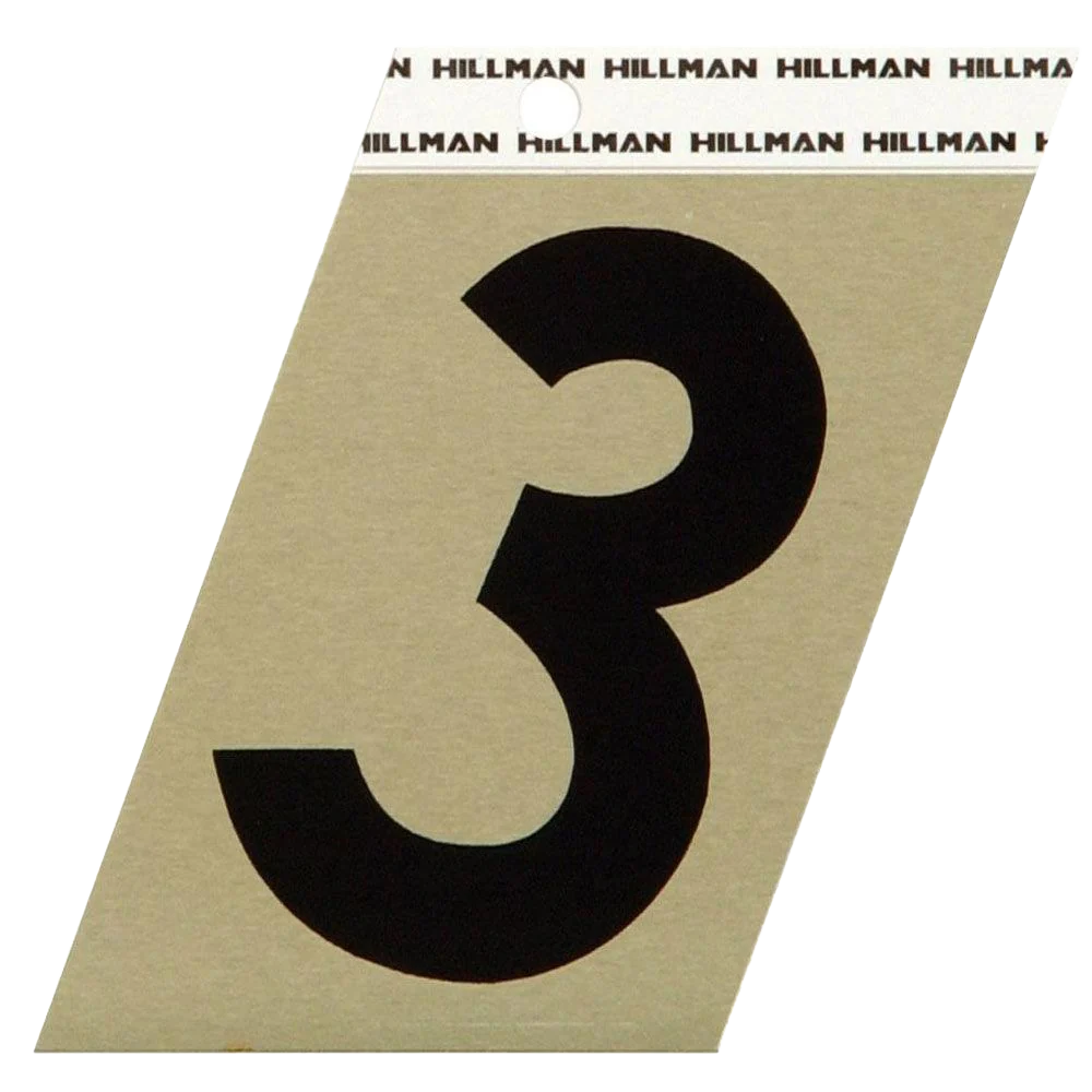 High-Grade Hillman 3-In. Adhesive Black Gold Aluminum House Number 3 Long-Lasting