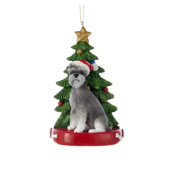 Proven Kurt S. Adler Personalized Schnauzer with Tree Ornament Original Design