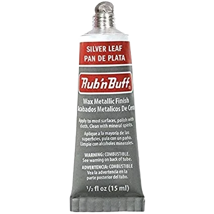 Flexible Notions Rub ‘n Buff Wax Silver Leaf Metallic Finish 0.5 fl. oz. Refined