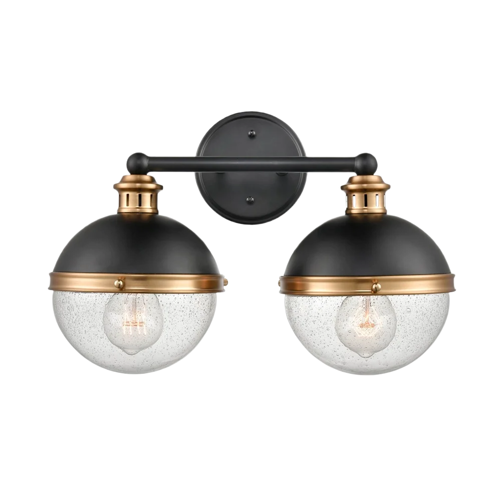 Certified Millennium Lighting Ellmira Matte Black Aged Brass Two Light Vanity 15.5 Outstanding
