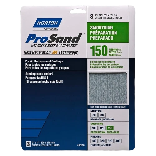 Secure Norton 150-Grit Prosand Sanding Paper 3-Pack Elite