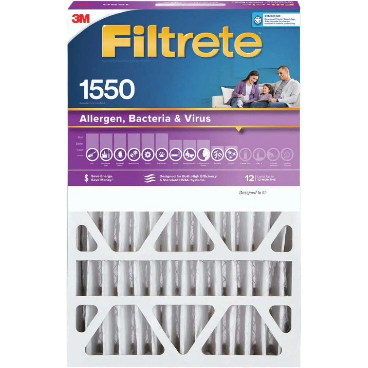 Proven Filtrete 20 x 25 x 4 Slim Fit Allergen Bacteria Virus Furnace Filter Detailed